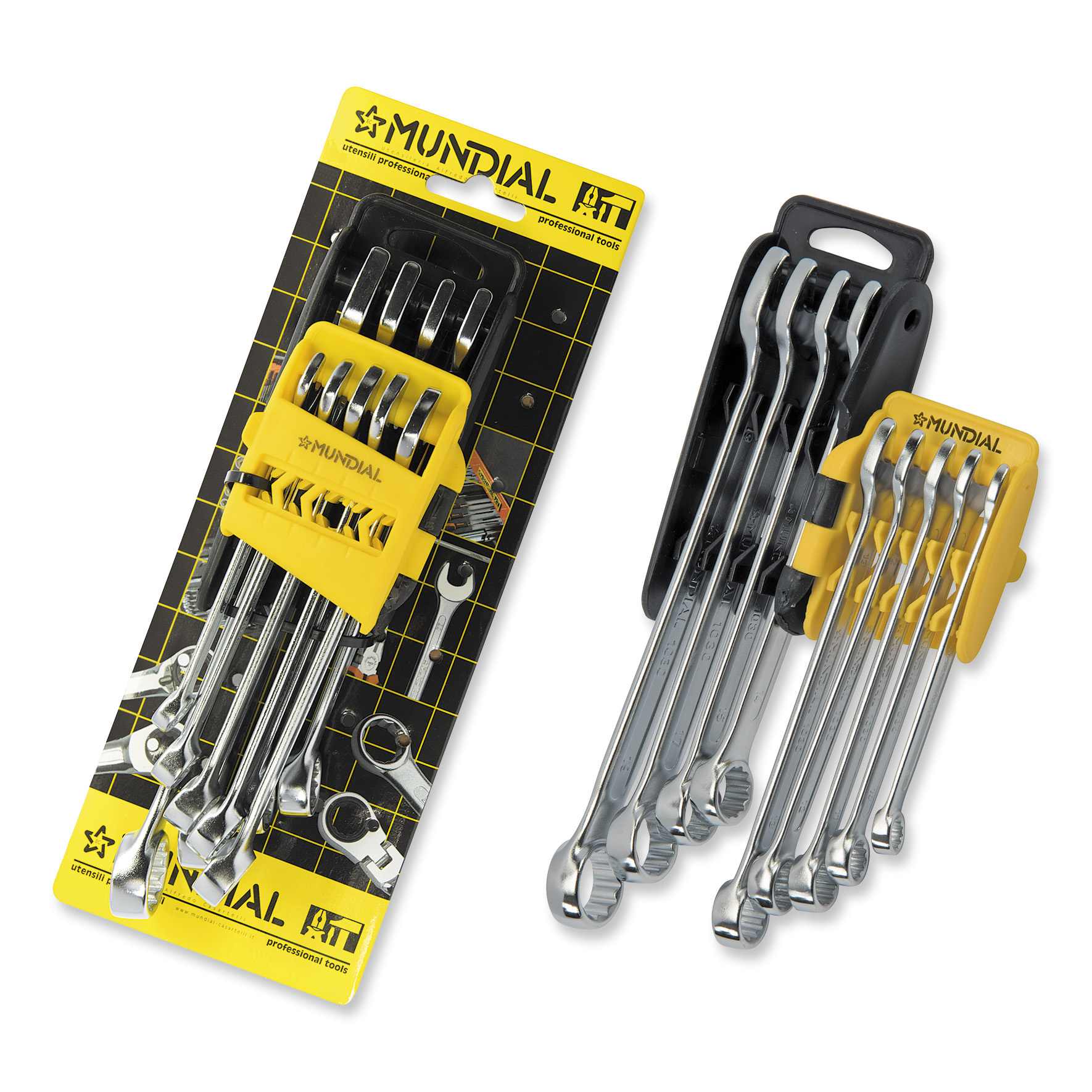 Serie 9 chiavi combinate - Clip in plastica compatta – a libro