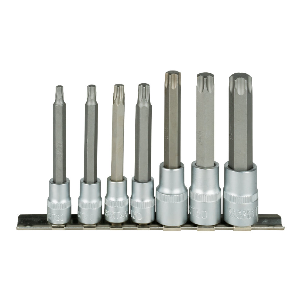 SET DI 7 INSERTI TORX CON BUSSOLE 3/8" E 1/2"
